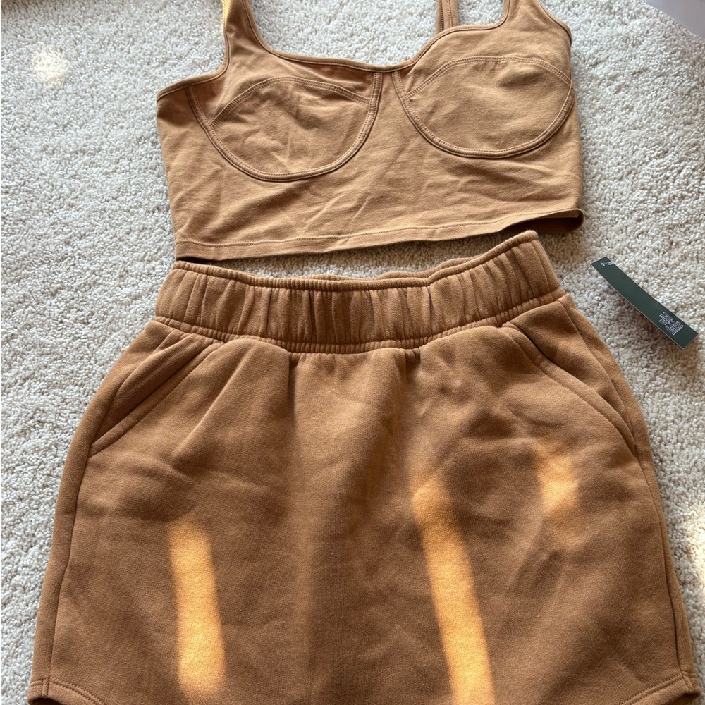 Tan Crop Top and Shorts Set